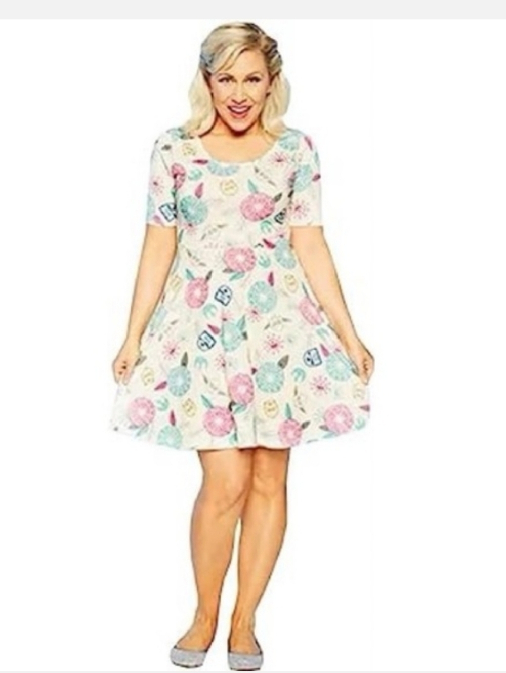 Her Universe Star Wars Skater Floral Dress Yoda R2D2 C-3PO